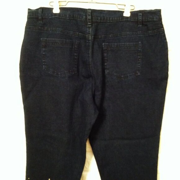 DG2 Diane Gilman Denim Mom Jeans -16P Metallic Studs Comfort Cropped Pants Navy - Picture 7 of 10